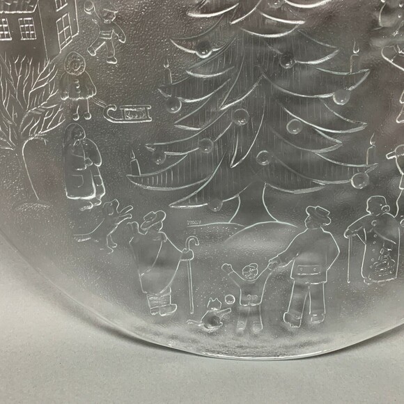 Clear Glass Decorative Chop Serving Platter Plate Christmas Tree Snowman Holiday - Picture 3 of 7